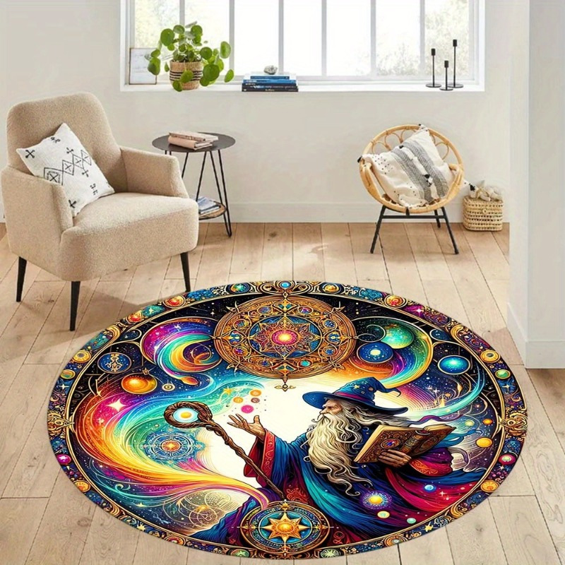 Home Bathroom Colors - Wizard Fantasy Art Round Rug Flannel