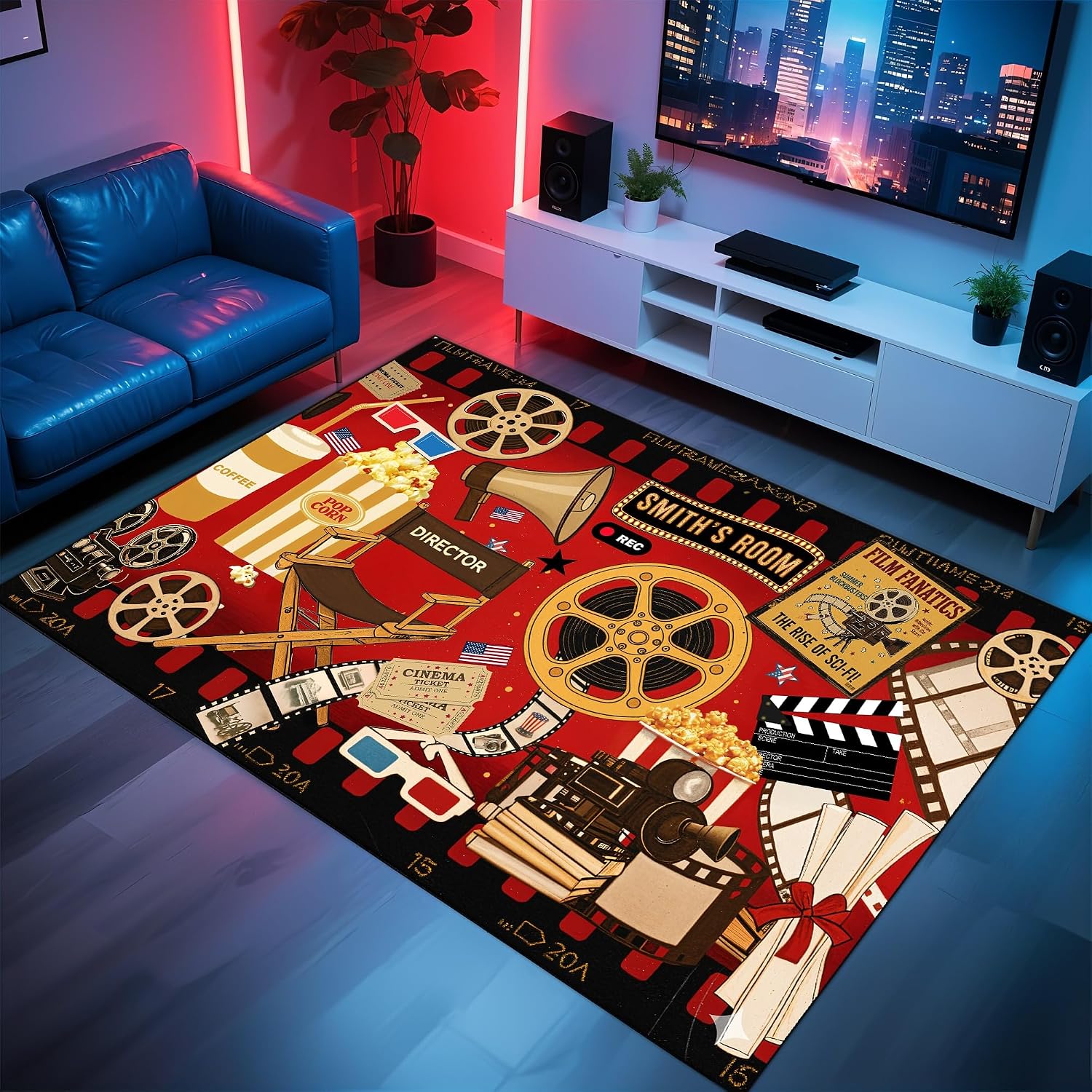 Home Bathroom Movie - Custom Name Cinema Theme Carpet, Soft