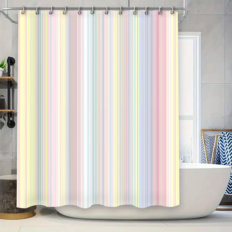 Home Bathroom Colors - Soft Striped Shower Curtain Pastel Colors