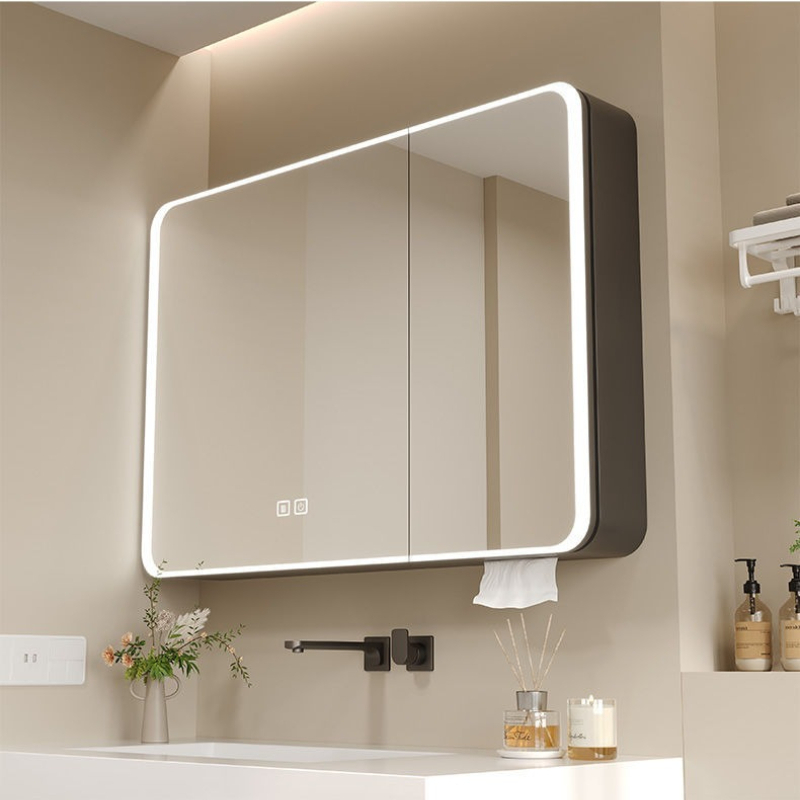 Bathroom Cabinet Mirror - LED Bathroom Mirror Cabinet Aluminum Rounded