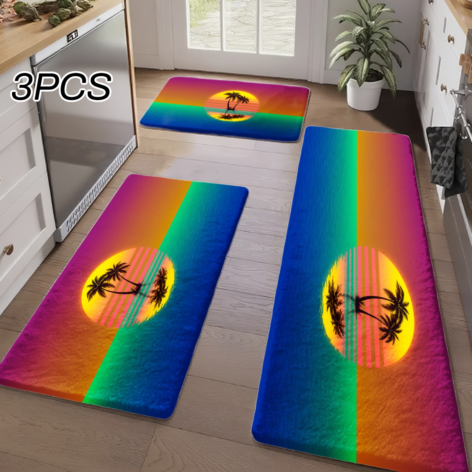 Home Bathroom Colors - 3PCS Kitchen Rugs,Home Decoration for Front