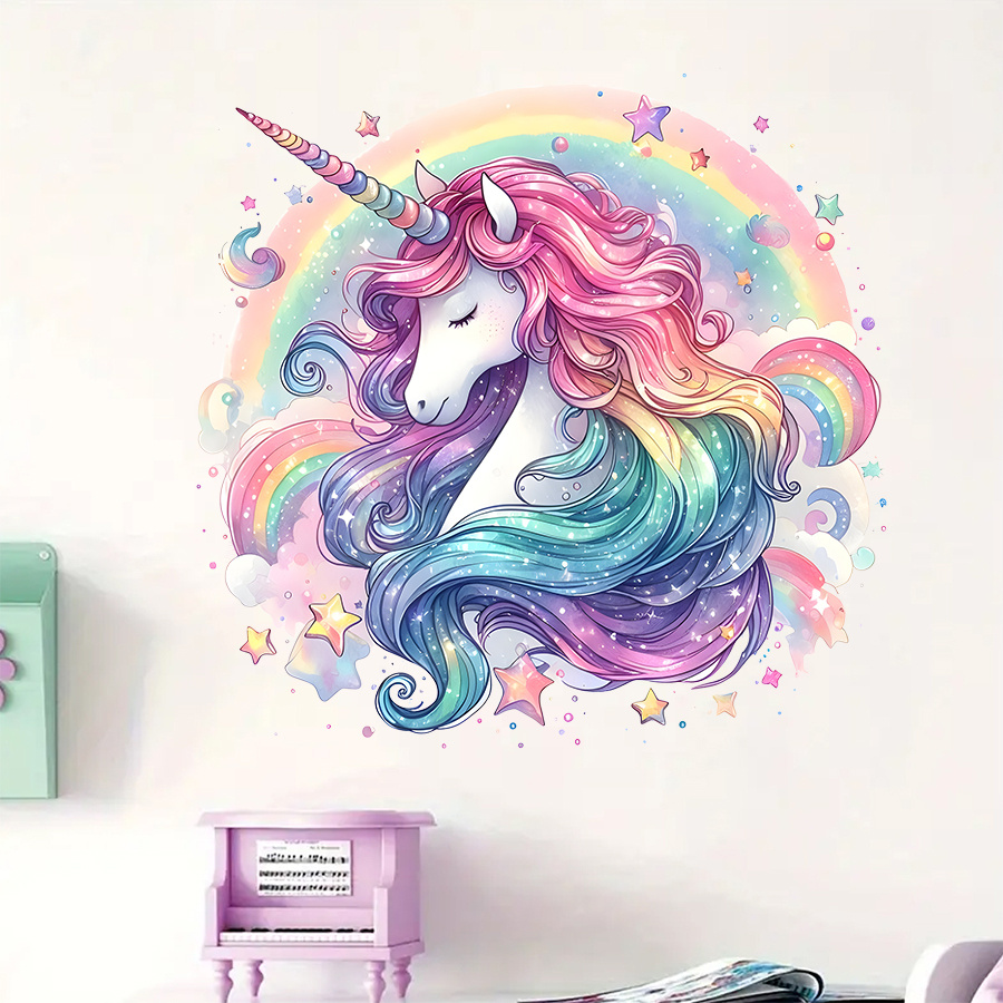 1Pc Charming Unicorn and Rainb - Home One Bathroom ulasan dan harga