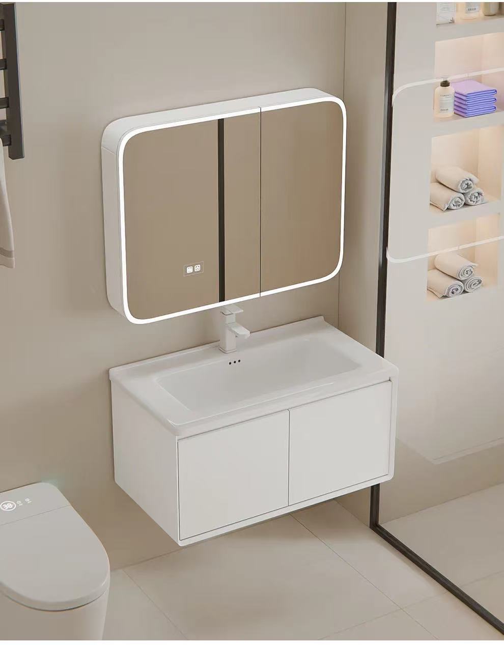 70cm Modern Minimalist Wall-Mo - Bathroom Cabinet Mirror ulasan dan harga