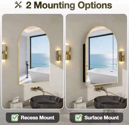 Arched Medicine Cabinet Mirror - Bathroom Cabinet Mirror ulasan dan harga