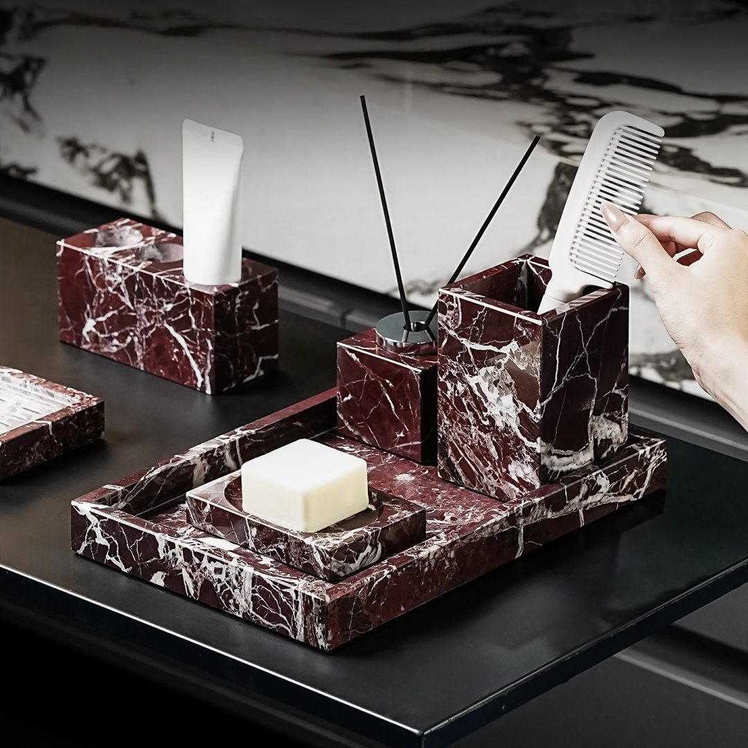 Luxury Natural Marble Rosa Lev - Tiny Home Bathroom Kit ulasan dan harga