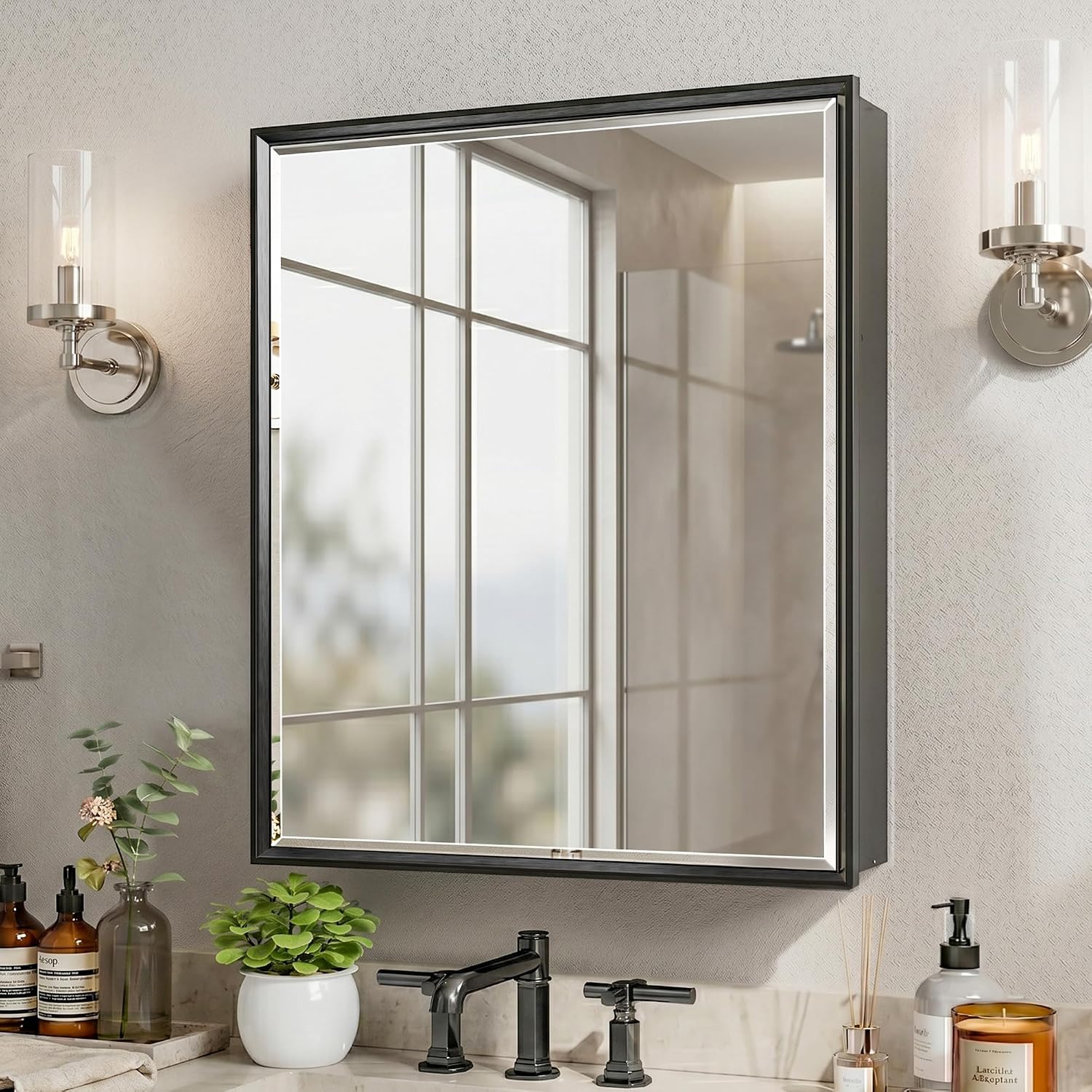 Black Medicine Cabinet Mirror  - Bathroom Cabinet Mirror ulasan dan harga