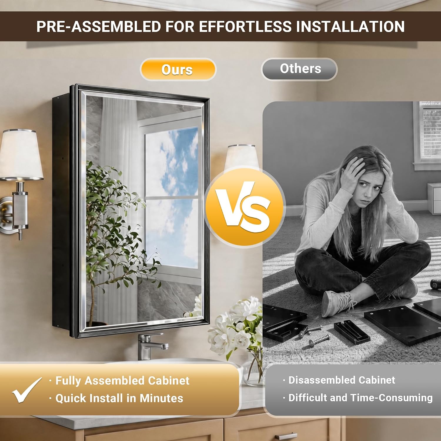 Black Medicine Cabinet Mirror  - Bathroom Cabinet Mirror ulasan dan harga