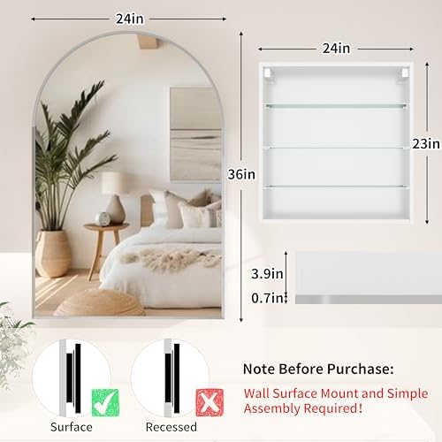 24x36 Inch Arch Bathroom Mirro - Bathroom Cabinet Mirror ulasan dan harga