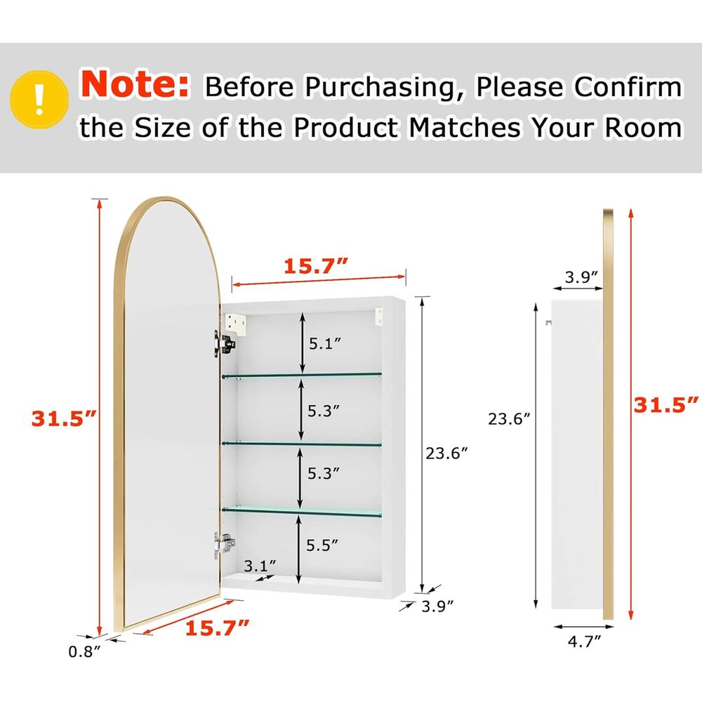 Luxurious Arched Gold Bathroom - Bathroom Cabinet Mirror ulasan dan harga