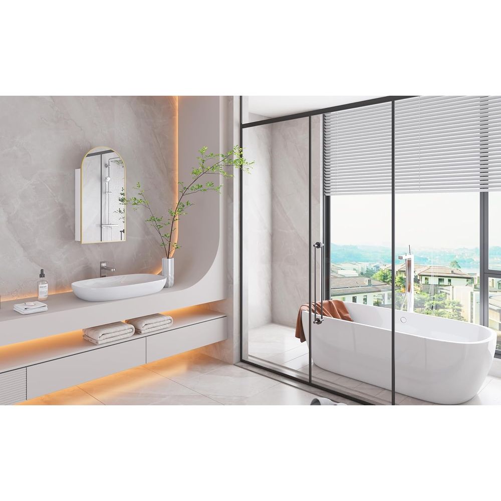 Luxurious Arched Gold Bathroom - Bathroom Cabinet Mirror ulasan dan harga