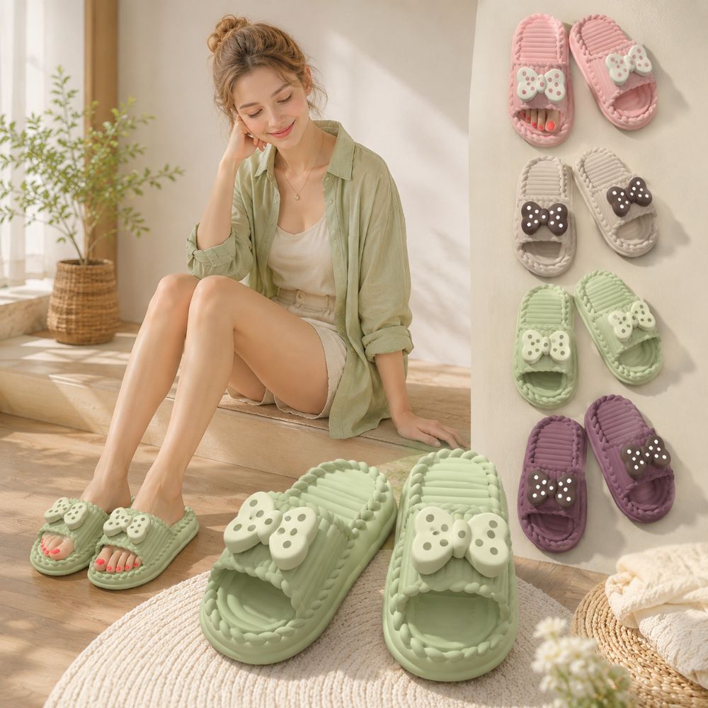 Cute PVC Women Bow Slippers So - Home Bathroom Colors ulasan dan harga