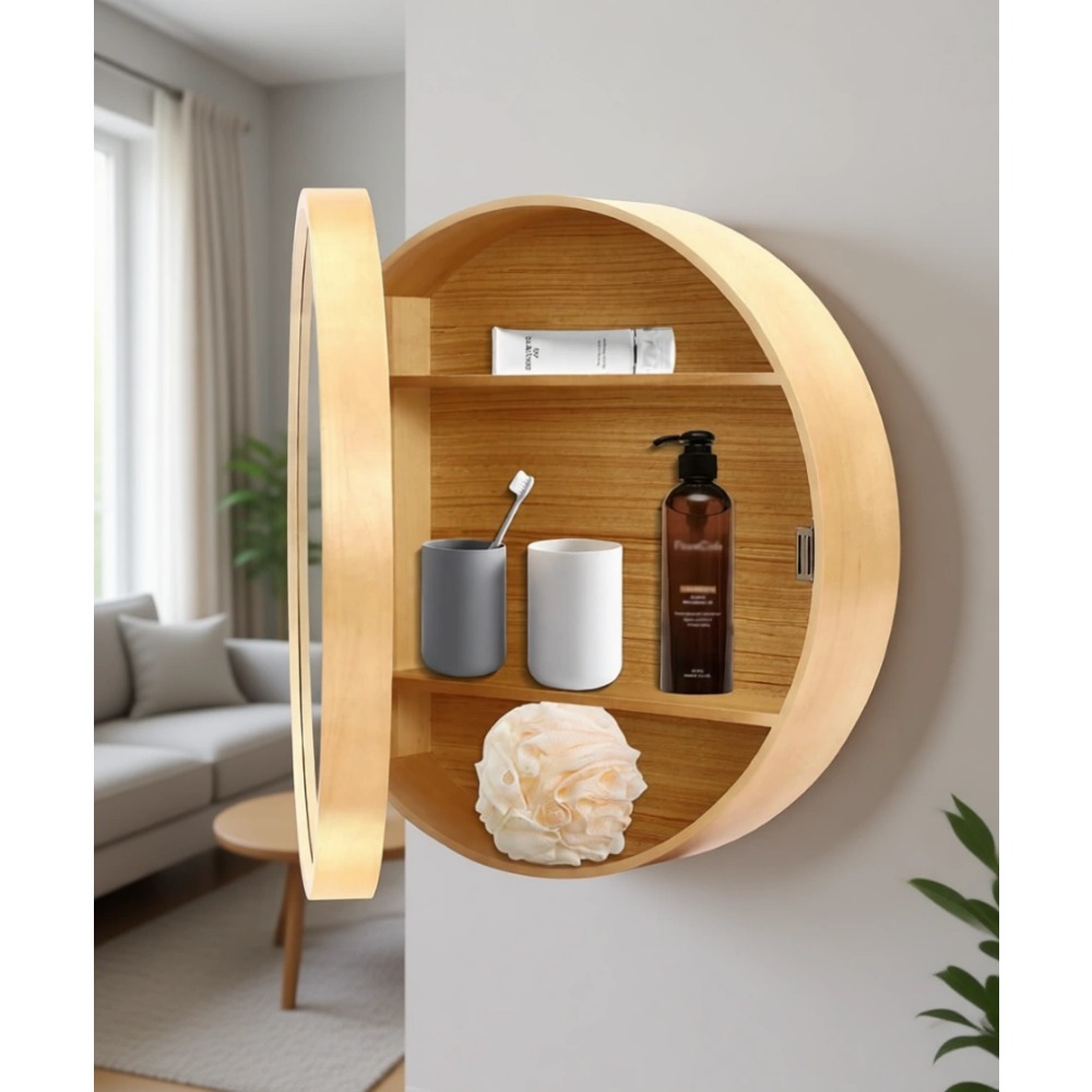 Dual-Purpose Wall-Mounted Wood - Bathroom Cabinet Mirror ulasan dan harga