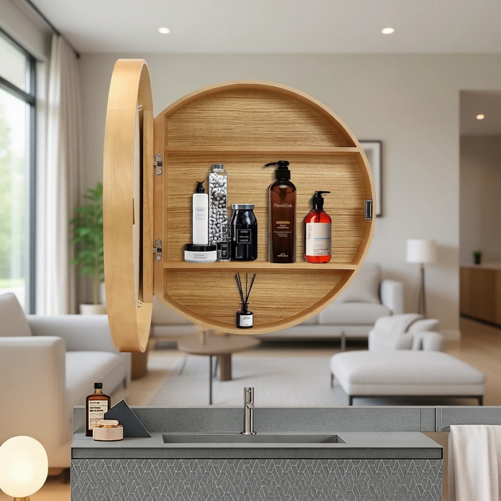 Dual-Purpose Wall-Mounted Wood - Bathroom Cabinet Mirror ulasan dan harga