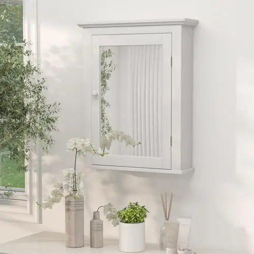 White Medicine Cabinet with Mi - Bathroom Cabinet Mirror ulasan dan harga