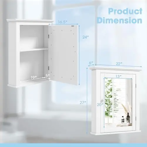 White Medicine Cabinet with Mi - Bathroom Cabinet Mirror ulasan dan harga