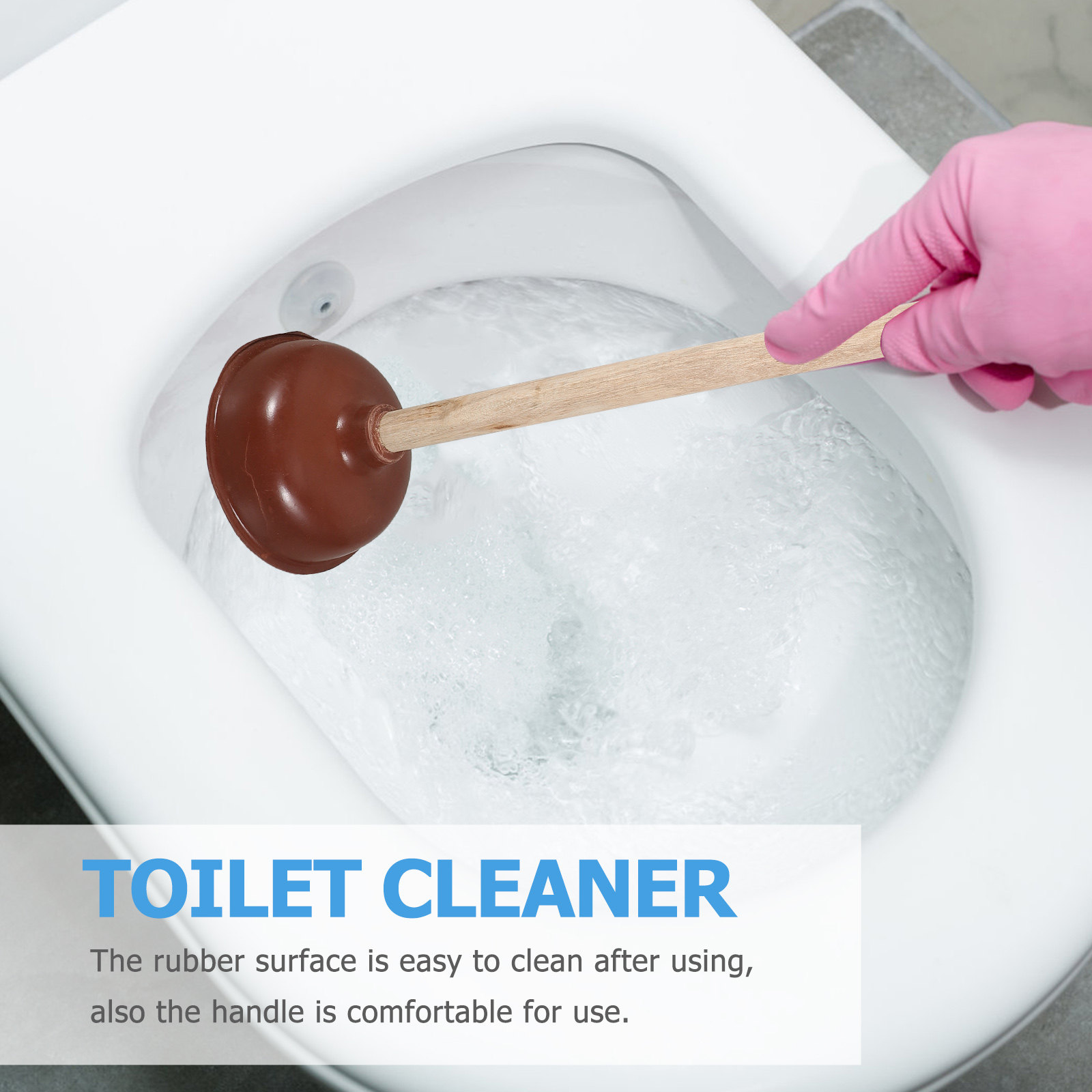 Wooden Rubber Toilet Plunger C - Home Kitchen Bathroom Cleaning ulasan dan harga
