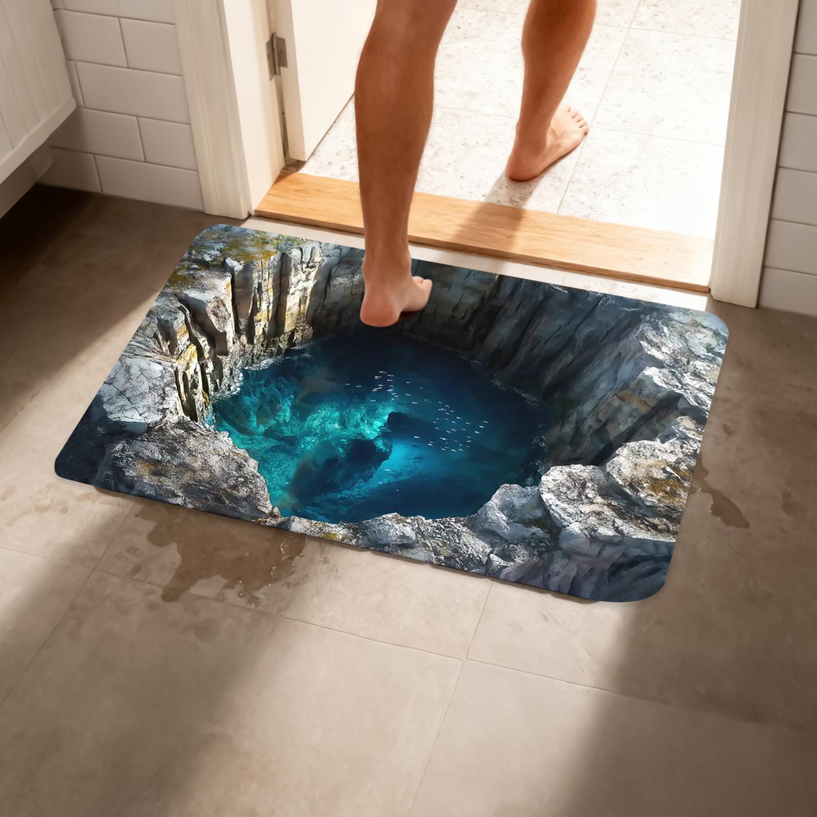 3D Optical Illusion Hole Rug N - Home Kitchen Bathroom Cleaning ulasan dan harga