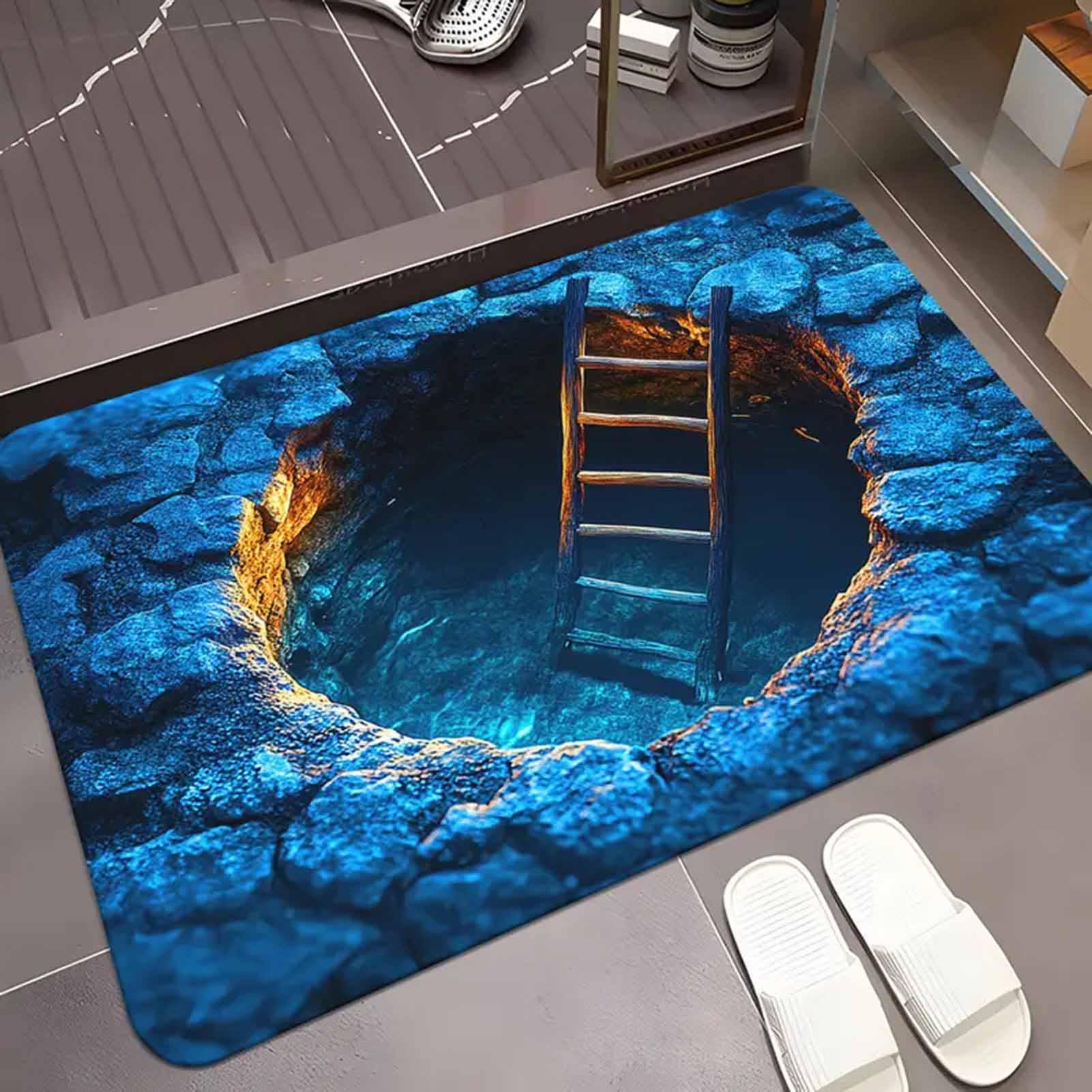 3D Optical Illusion Hole Rug N - Home Kitchen Bathroom Cleaning ulasan dan harga